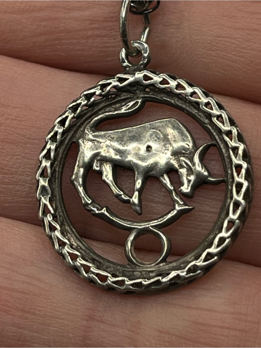 Vintage Sterling Silver Bull Pendant with Sterling Silver Chain 20” Taurus
